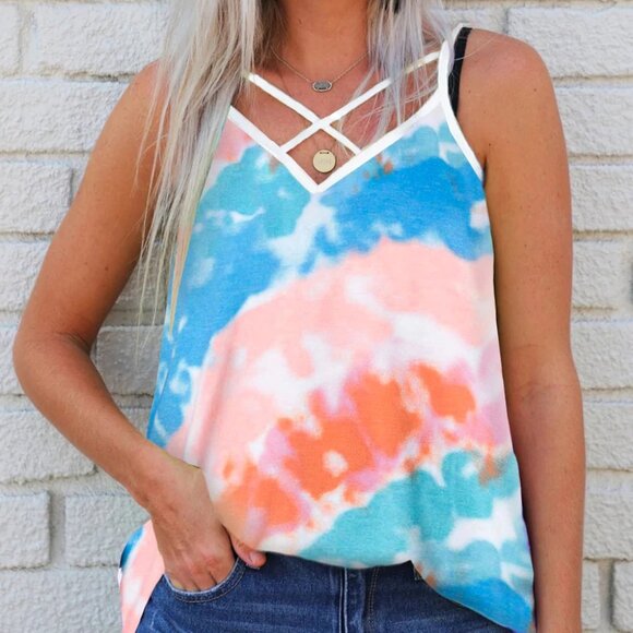 Sky Splash Criss Cross Tank – Size M (8–10) - Picture 1 of 2